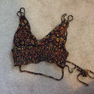 Floral crop top with tie straps